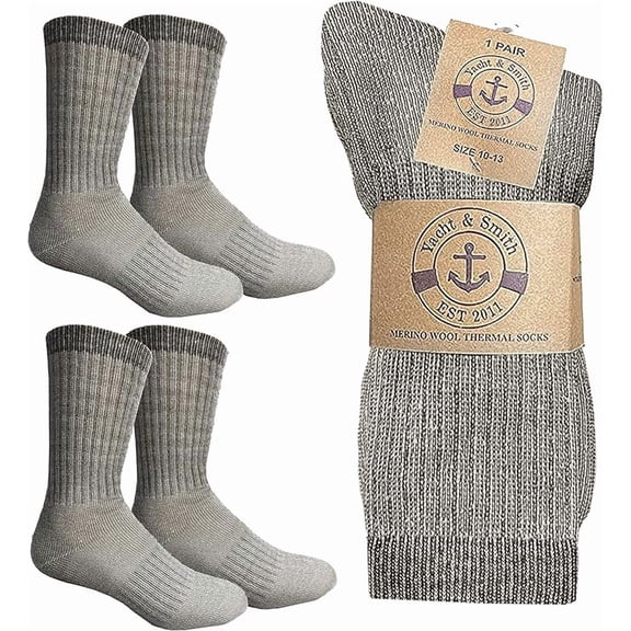 Yacht & Smith 4 Pairs Merino Wool Socks for Men & Women, Thermal, Warm Sock Hiking Winter, Bulk Pack