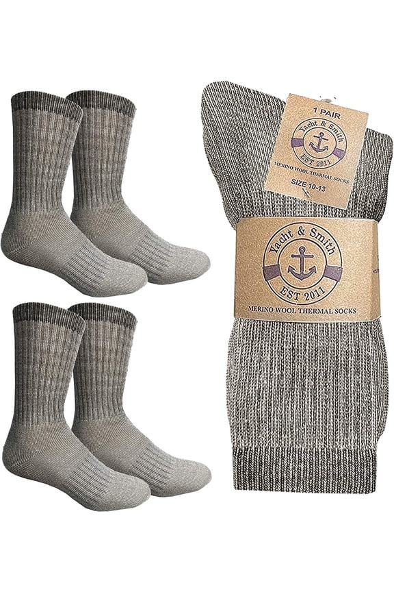 4 Pairs Merino Wool Thermal Boot Socks for Hiking, Trail, Hunting, Winter, Size 10-13