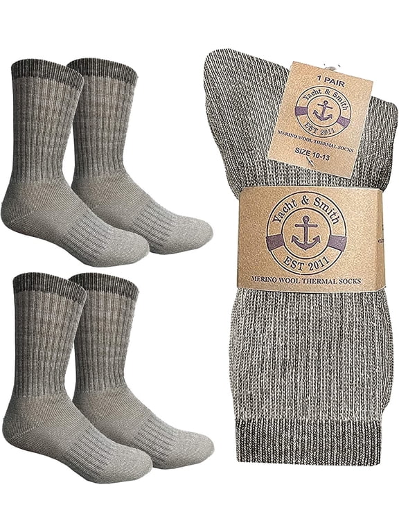 4 Pairs Merino Wool Thermal Boot Socks for Hiking, Trail, Hunting, Winter, Size 10-13
