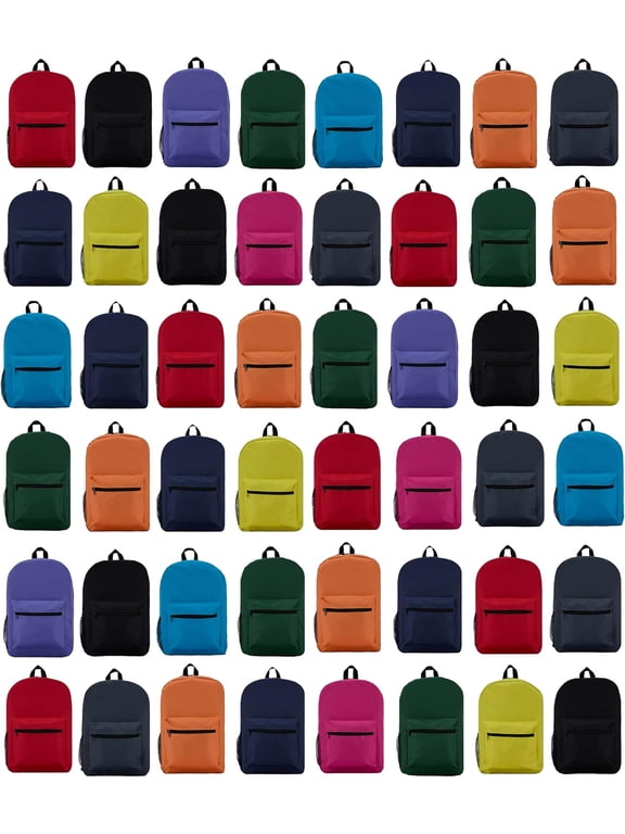 48 Pack Backpack, Bulk 17 inch Lightweight Outdoor Travel Gym Corporate Events Bag