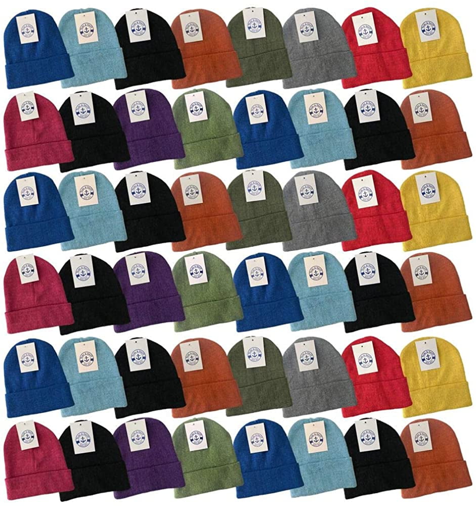 Yacht & Smith 48 Pack Wholesale Bulk Winter Thermal Beanies Skull Caps