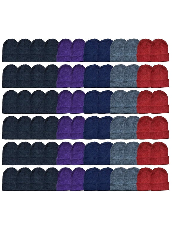 48 Pack of Wholesale Beanies, Bulk Thermal Winter Hat Unisex Adult