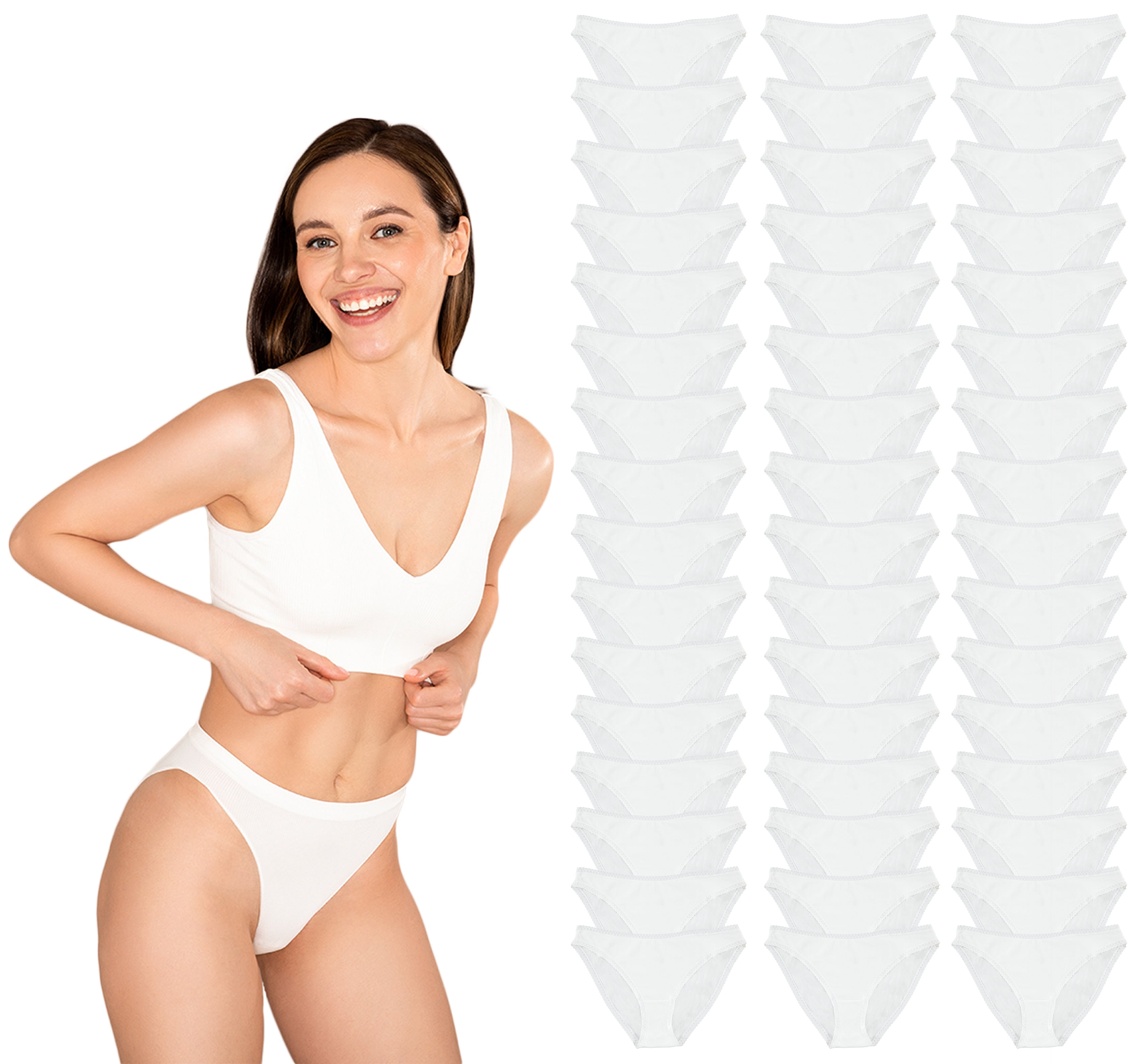 Yacht & Smith Womens White Underwear, Panties In Bulk, 95% Cotton - Size Xxl