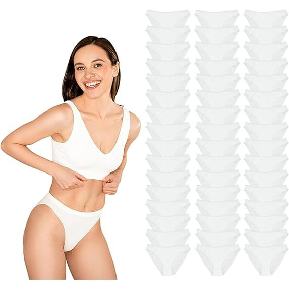Yacht & Smith 48 Packs Womens 95% Cotton Soft Underwear Panties Briefs in Bulk White
