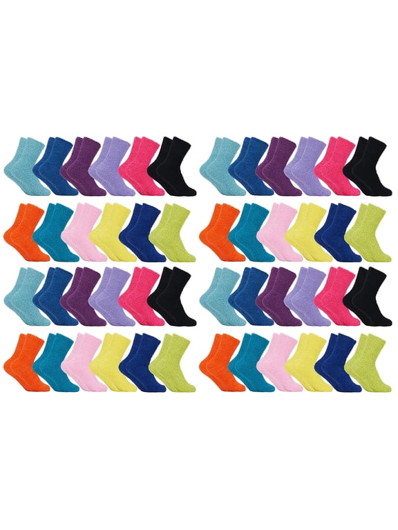 48 Pairs Mens and Womens Wholesale Bulk Warm And Cozy Fuzzy Socks, Colorful Winter Sock, Size 9-11