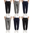 thumbnail image 1 of Yacht & Smith 6 Pack of Boys Jogger Bulk Sweatpants, Black Navy Gray, Comfy Lounge Joggers for Kids, 1 of 3