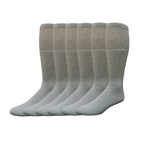 Yacht & Smith 6 Pair Men's Extra Long Tube Gray Socks, Sock Size 11-16