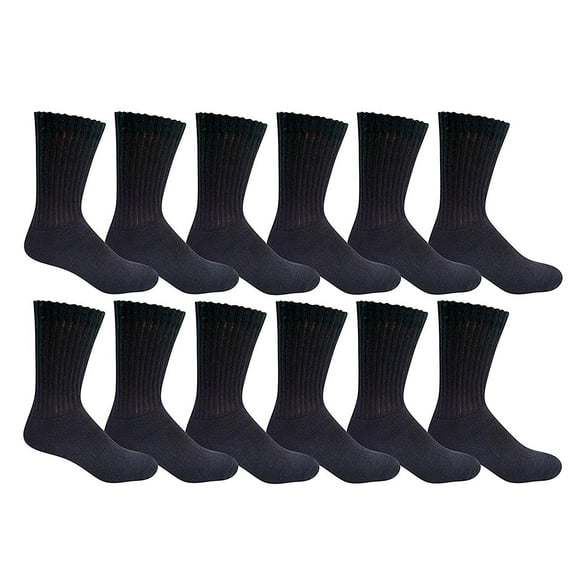 Yacht & Smith 6 Pair Of Mens Black Diabetic Neuropathy Socks, Sock Size 10-13