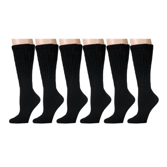 Yacht & Smith 6 Pair Of Womens Warm Winter Cotton Extra Heavy Slouch Sock, Boot Socks, Fit 9-11