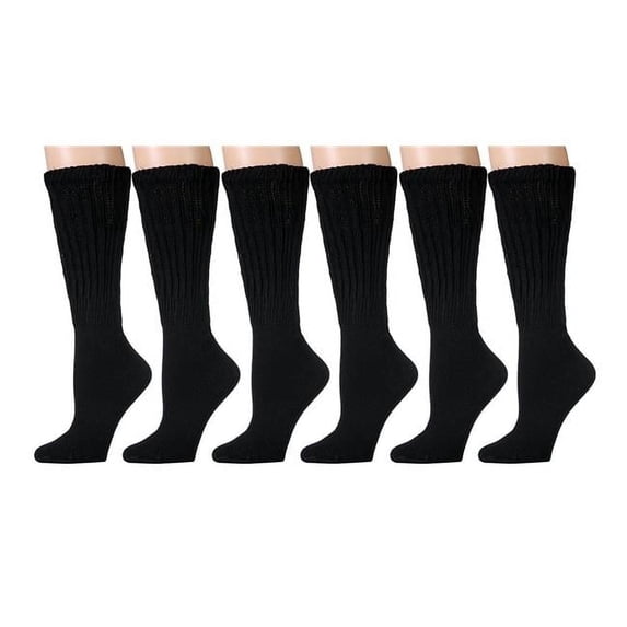 Yacht & Smith 6 Pair Of Womens Warm Winter Cotton Extra Heavy Slouch Sock, Boot Socks, Fit 9-11