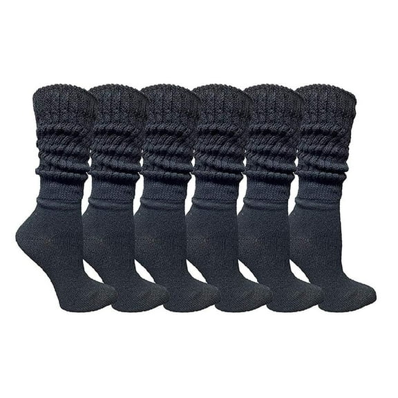 Yacht & Smith 6 Pairs EXTRA THICK Slouch Socks for Women, Extra Heavy Slouchy Ladies Cotton Crew Boot Socks