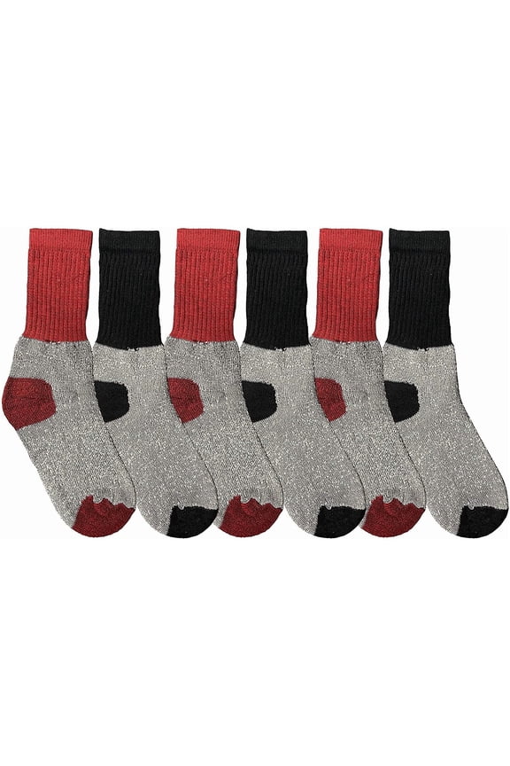 6 Pairs Kids Thermal Winter Socks, Cotton, Boys Girls Winter Crew Socks, Size 6-8