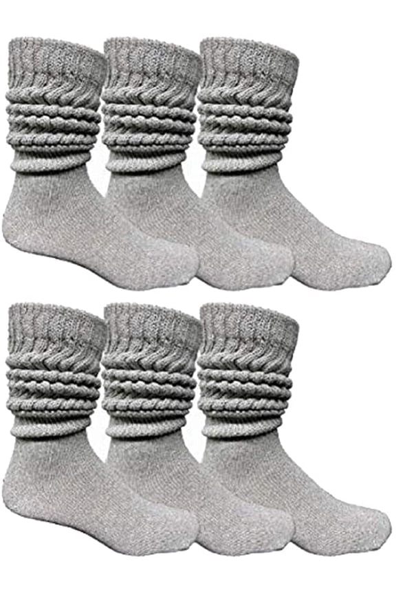 6 Pairs Men's Cotton Extra Heavy Slouch Socks, Thick Boot Sock for Men
