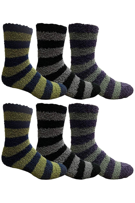 6 Pairs Mens Fuzzy Socks, Soft Warm Winter Slipper Plush Sock (Multicolor)