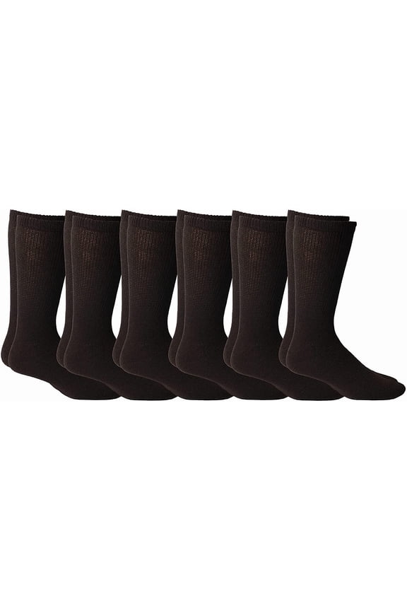 6 Pairs Mens King Size Diabetic Socks for Big & Tall Men, Cotton Crew Diabetic, Nephropathy Socks