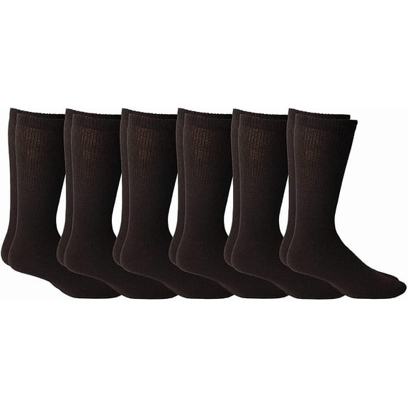 Yacht & Smith 6 Pairs Mens King Size Diabetic Socks for Big & Tall Men, Cotton Crew Diabetic, Nephropathy Socks