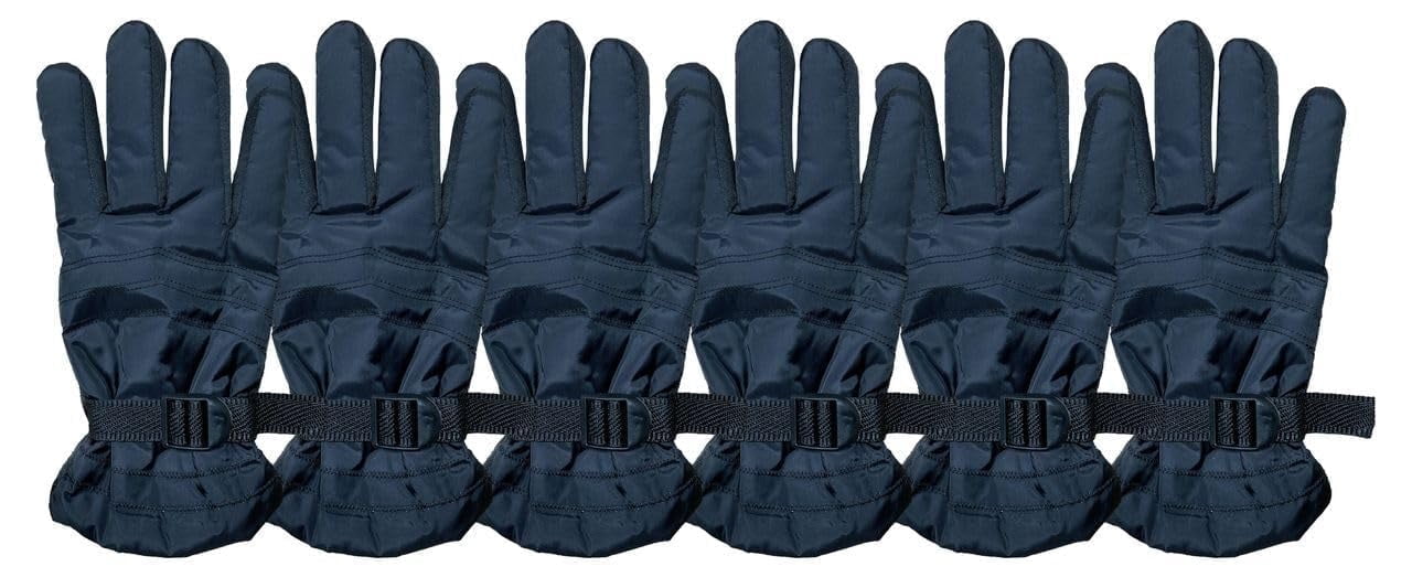 Yacht & Smith 6 Pairs Mens Winter Ski Gloves Fleece Lined Adjustable Strap Water Resistant Bulk Pack