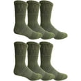 thumbnail image 1 of 6 Pairs Of Mens Military Grade Thick Padded Terry Lined Cotton Socks, Ribbed, Dry Wicking, Heavy Duty Crew Sock Green, 1 of 7
