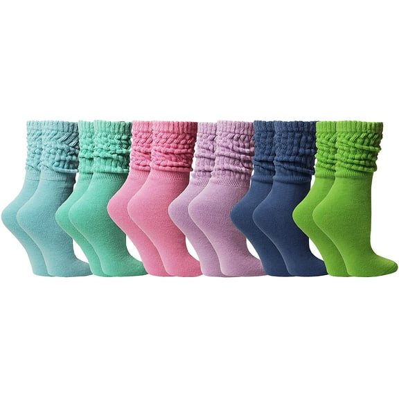 Yacht & Smith 6 Pairs Women's Scrunched Slouch Socks, Cotton Boot Socks Bulk Pack