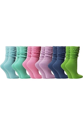 6 Pairs Women's Scrunched Slouch Socks, Cotton Boot Socks Bulk Pack