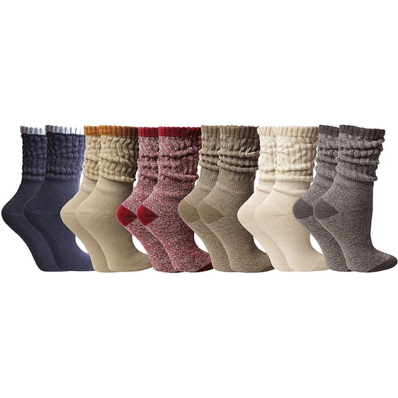 Yacht & Smith 6 Pairs Women's Scrunched Slouch Socks, Cotton Boot Socks Bulk Pack