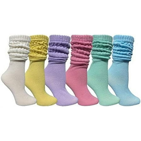 Yacht & Smith 6 Pairs Women's Scrunched Slouch Socks, Cotton Boot Socks Bulk Pack