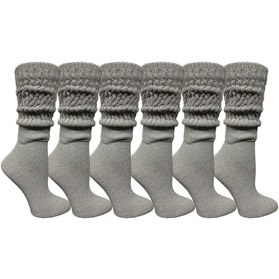 Yacht & Smith 6 Pairs Womens Scrunched Slouch Socks, Cotton Boot Socks Bulk Pack