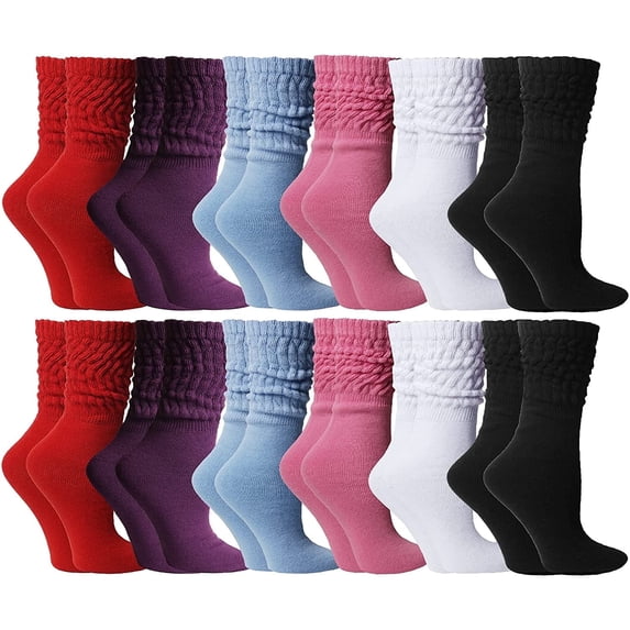 Yacht & Smith 6 Pairs Womens Scrunched Slouch Socks, Cotton Boot Socks Bulk Pack