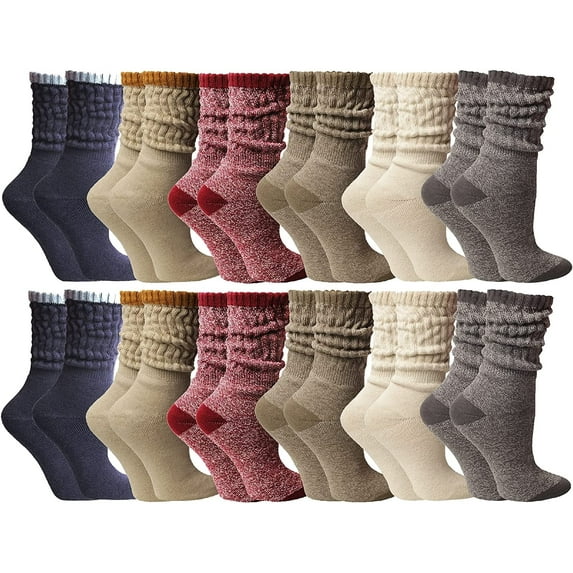 Yacht & Smith 6 Pairs Womens Scrunched Slouch Socks, Cotton Boot Socks Bulk Pack