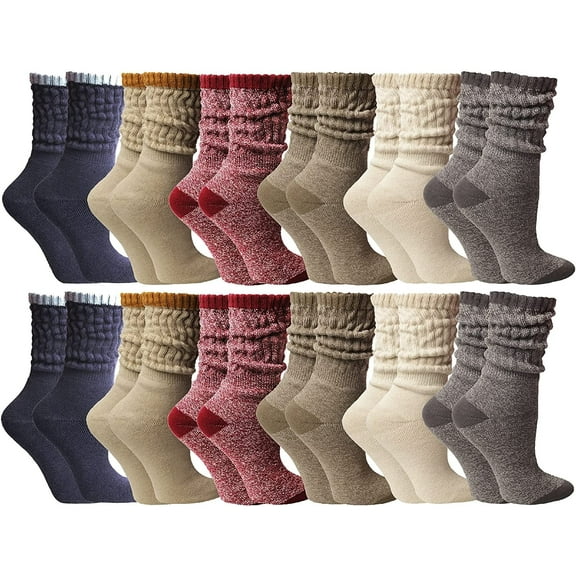 Yacht & Smith 6 Pairs Womens Scrunched Slouch Socks, Cotton Boot Socks Bulk Pack