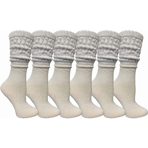 Yacht & Smith 6 Pairs Womens Scrunched Slouch Socks, Cotton Boot Socks Bulk Pack