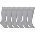 thumbnail image 1 of Yacht & Smith 6 Pairs of Girls Knee High Socks, Flat Knit, School Socks (6 Pairs Solid Gray), 1 of 6