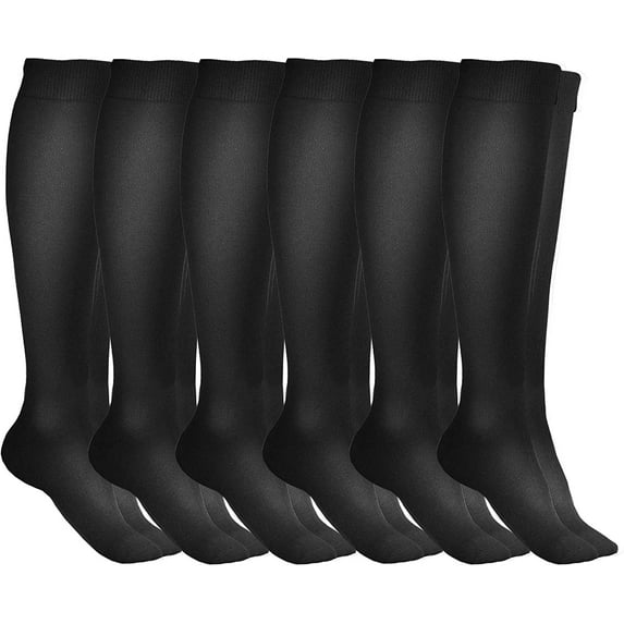 Yacht & Smith 6 Pairs of Girls Knee High Socks, Flat Knit, School Socks