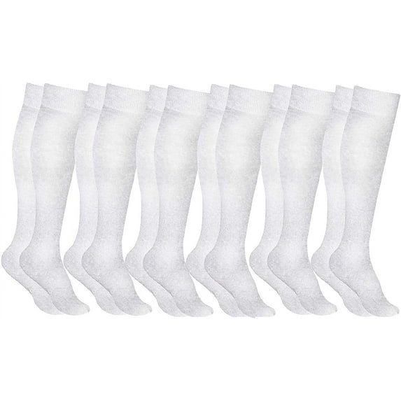 Yacht & Smith 6 Pairs of Girls Knee High Socks, Flat Knit, School Socks