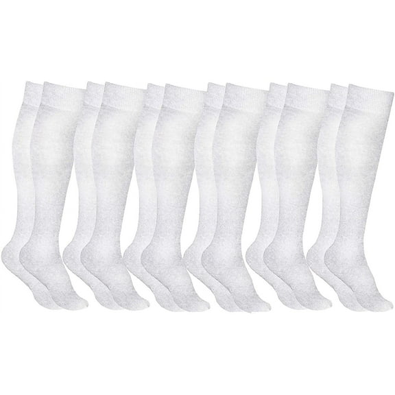 Yacht & Smith 6 Pairs of Girls Knee High Socks, Flat Knit, School Socks