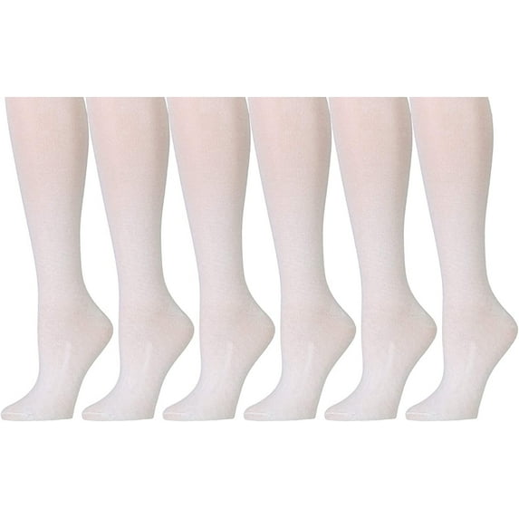 Yacht & Smith 6 Pairs of Girls Knee High Socks, Flat Knit, School Socks