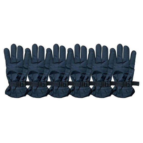 Yacht & Smith 6 Pairs of Mens Winter Fleece Lined Heavy Duty Winter Ski Gloves, Rubber Gripper, Velcro Strap, Bulk