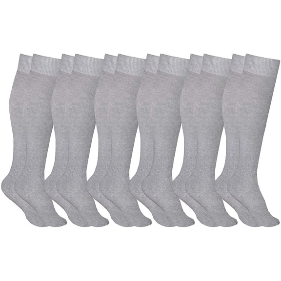 Yacht & Smith 6 Pairs of SOCKSNBULK Girls Knee High Socks, Solid Colors (6 Pairs Gray, (6-8))