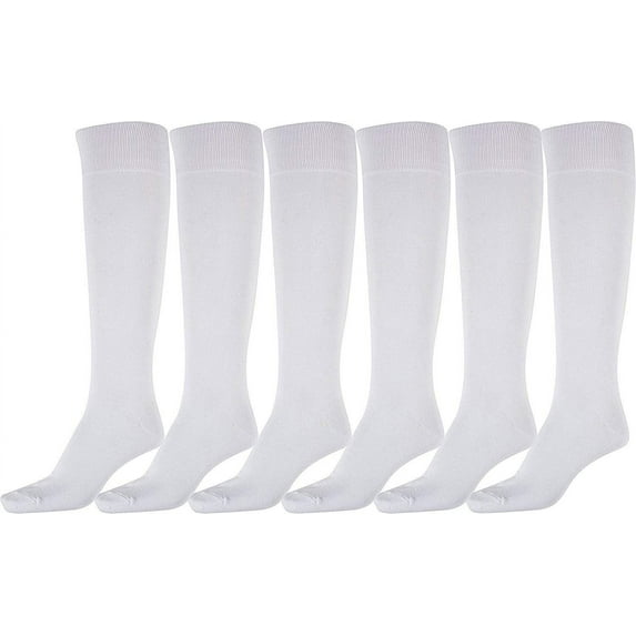 Yacht & Smith 6 Pairs of Women's Cotton Knee High Socks, Solid Colors Stylish Boot Sock, White