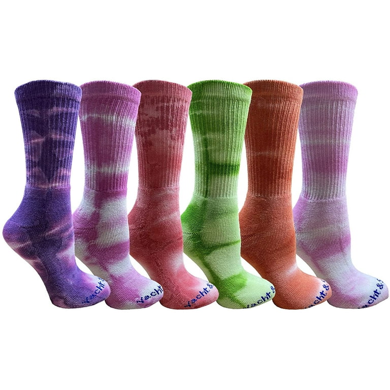 Yacht Smith 6 Pairs of Womens Bulk Tie Dye Cotton Colorful Soft