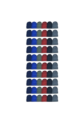 60 Pack of Adults Winter Beanie Hat Assorted Colors Bulk Pack Warm Acrylic Cap (Assorted B)