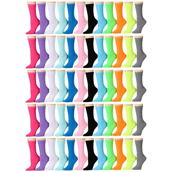 Yacht & Smith 60 Pair Pack Of Womens Wholesale Bulk Neon Color Crew Socks