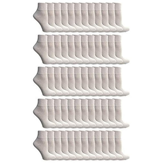 Yacht & Smith 60 Pairs Kids Ankle Wholesale Bulk Pack Athletic Sports Socks, by SOCKS'NBULK (White)