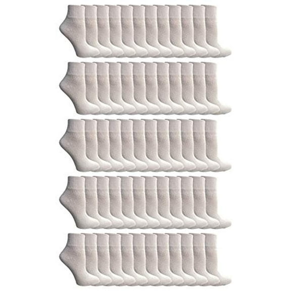 Yacht & Smith 60 Pairs Kids Ankle Wholesale Bulk Pack Athletic Sports Socks, by SOCKS'NBULK (White)