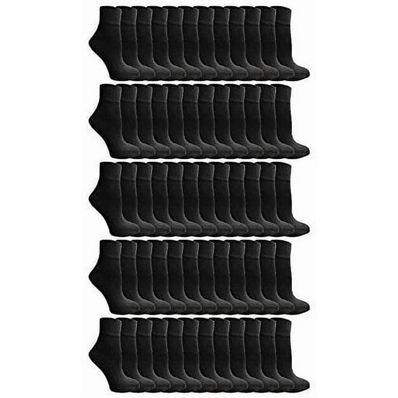 Yacht & Smith 60 Pairs Woman Ankle Wholesale Bulk Pack Athletic Sports Socks, by SOCKS'NBULK (Black)