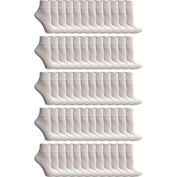 Yacht & Smith Mens & Womens Ankle Wholesale Bulk Pack Athletic Sports Socks (Womens 9-11 (Shoe size 5-10), 60 Pairs White)