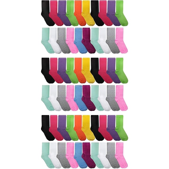 Yacht & Smith 60 Pairs Womens Casual Crew Sock, Cotton Colorful Fun Patterns, Women Solid Dress Socks Wholesale Bulk (60 Pairs Bright Neon Colors)