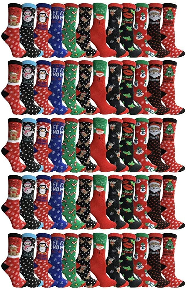 Yacht & Smith 60 Pairs Womens Christmas Socks, Novelty Holiday Socks