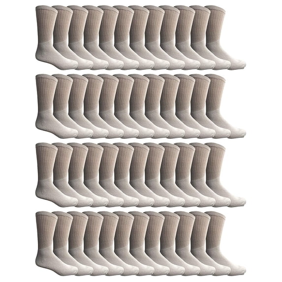 Yacht & Smith 60 Pairs of Kids Sports Crew Socks, Wholesale Bulk Pack Sock for Boys & Girls, by SOCKS'NBULK (6-8 Boys, White)