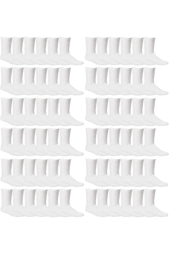 72 Pack Men’s Cotton Crew Socks Heavy Cotton Great For Donations and Sock Drives. (Black, Mens 10-13) (White, Mens 10-13)